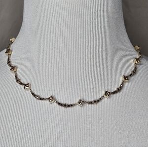 Vintage Marsala Bib Necklace Sterling Silver Marcasite Light Yellow CZ's 17 inch